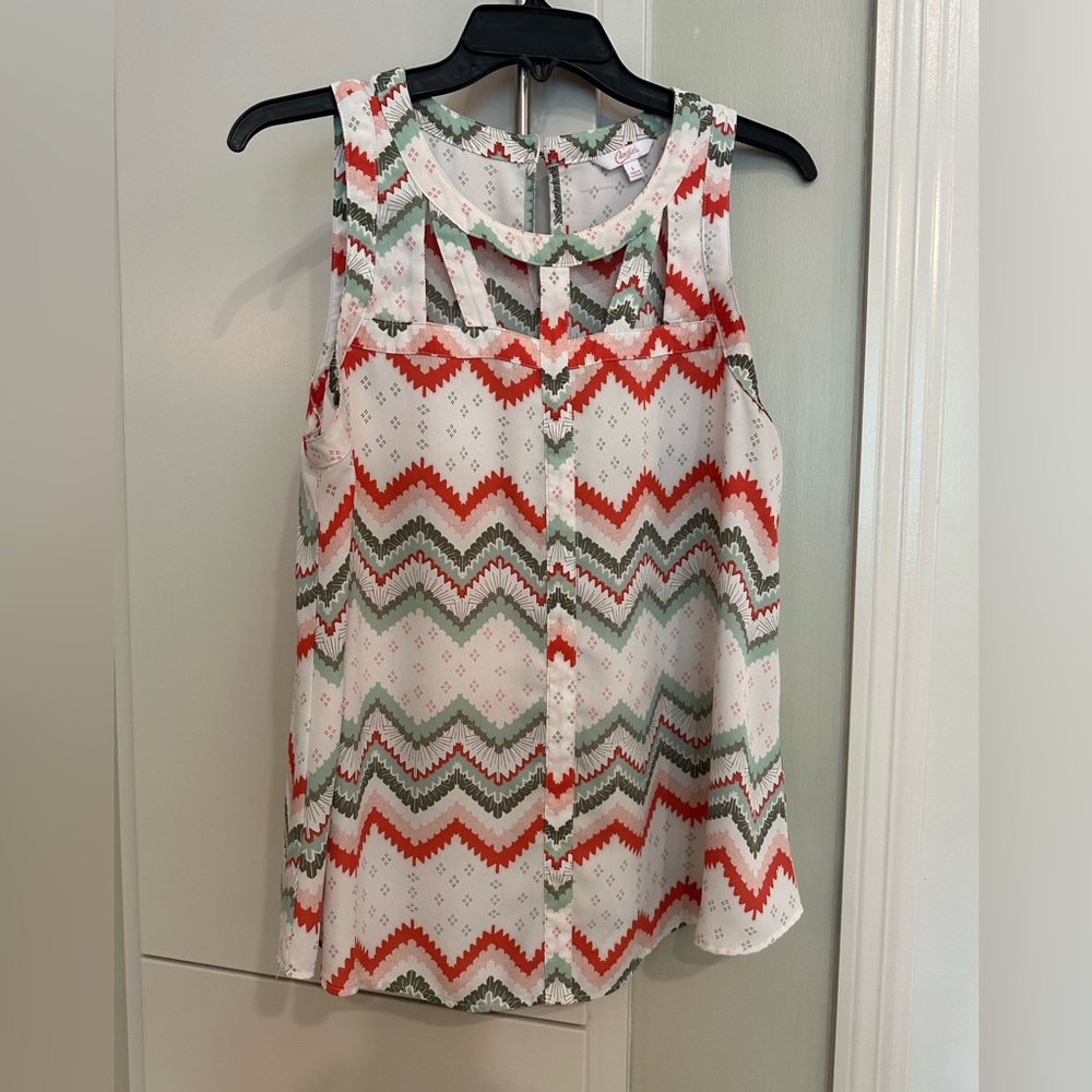 Candie's Sleeveless Blouse with Cut Out Design